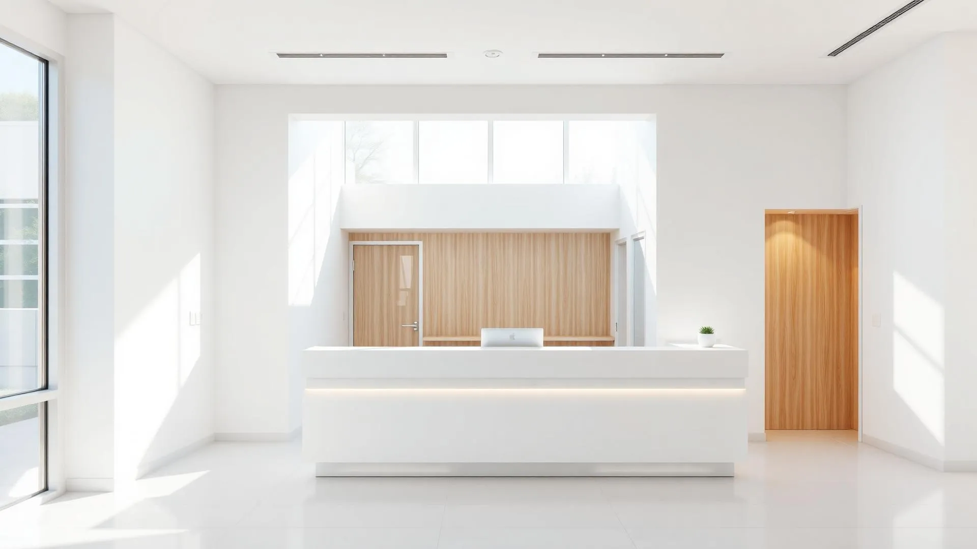 明るく清潔な受付